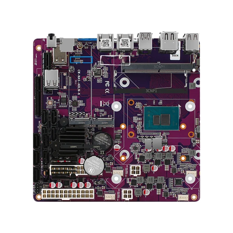 12th Gen i3-N355 N150 2*Intel i226-V 2.5G NAS Motherboard 6-Bay 6*SATA3.0 Soft Rout 1*DDR5 4800MHz Firewall ITX Mainboard