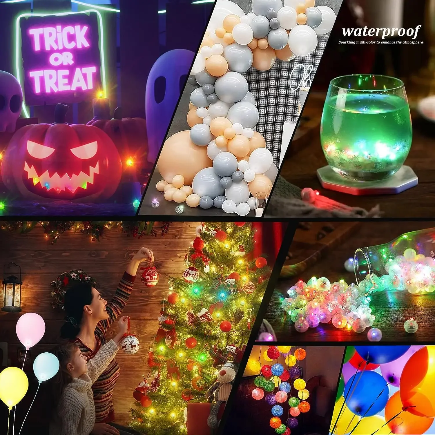 Venta al por mayor Mini globo LED luz Flash LuminousTiny vaso bola lámpara linterna luces Halloween Navidad fiesta.