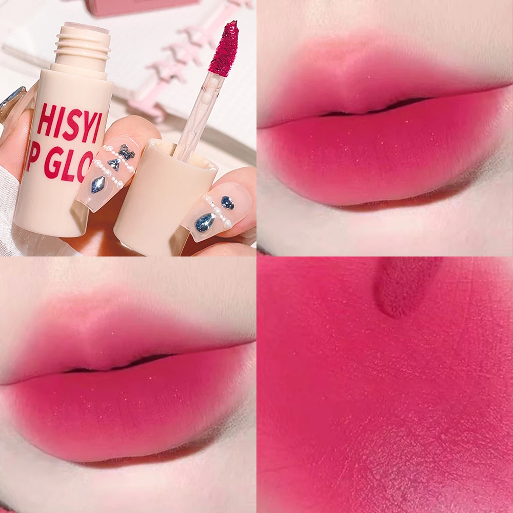 Smalto per labbra in velluto opaco a 6 colori, rossetto naturale altamente pigmentato a lunga durata, trucco per labbra universale con finitura opaca portatile