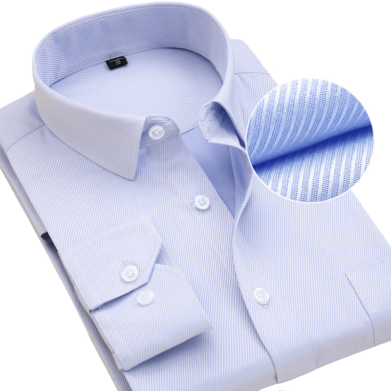 Camisas de vestir de talla grande 8XL para hombre, camisas de vestir de alta calidad, manga larga, ajustadas, a rayas lisas, camisa blanca Formal de negocios, ropa Social masculina