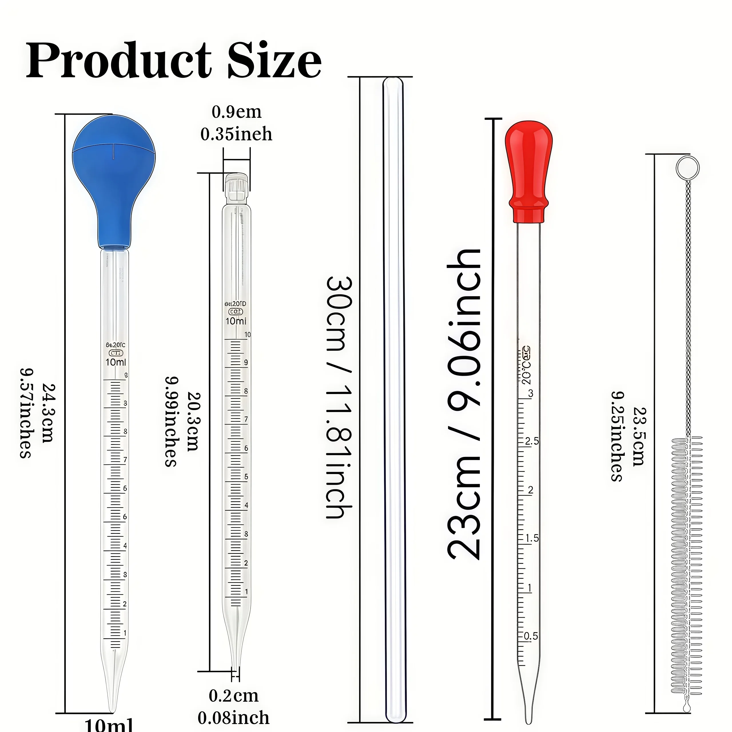 Pipetta in vetro, contagocce in vetro 3ML/10ML con agitatore in vetro, spazzola per la pulizia 2PCS/4PCS