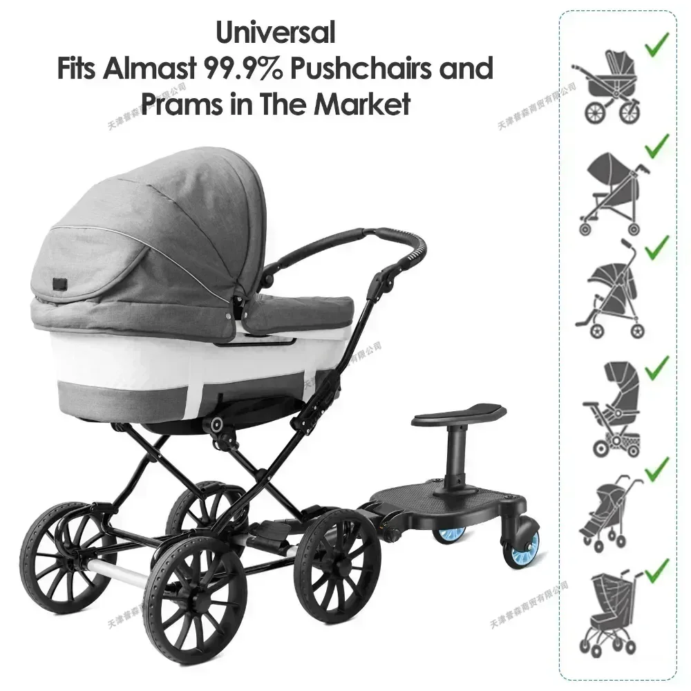 Acessórios universais para carrinho de bebê, adaptador de placa de passo com assento, scooter, acessórios para bebê, engate