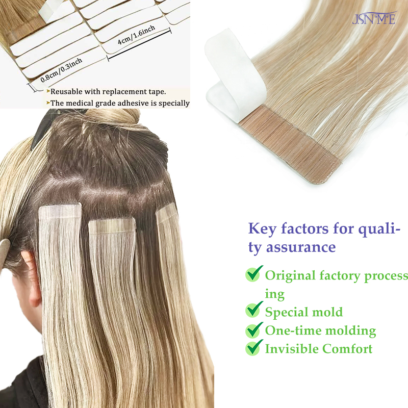 Bande dans l'extension de cheveux 100% vrais cheveux humains bande droite Ins Invisible 613 noir brun blond 2.5 g/pièces 16-24 pouces épaissir les femmes