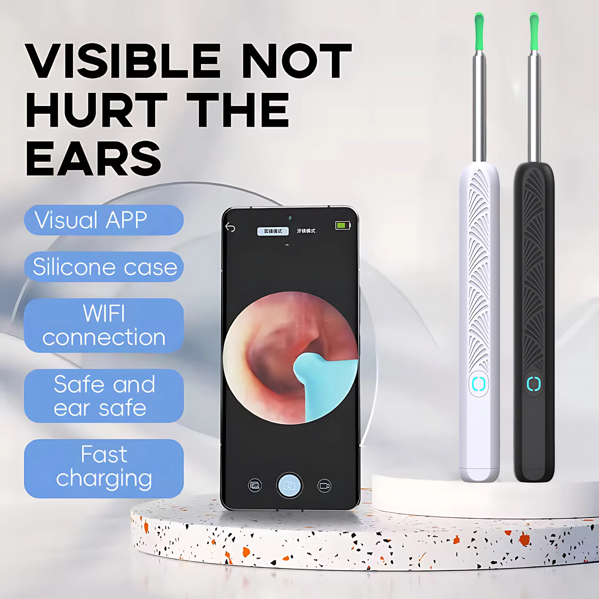 USB Charging Intelligent Visual Ear Digger Children and Adults Ear Picking Stick with Light Waterproof and Washable Convenient