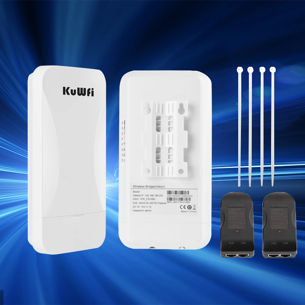 KuWFi Powerful Wifi Repeater 300Mbps Long Range WifiRouters Wireless Bridge 2.4Ghz Wifi Coverage Point to Point 1KM for Camera