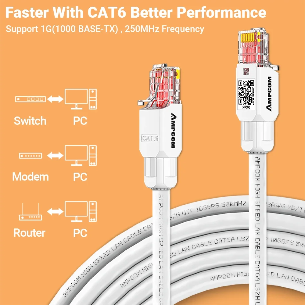 Инструмент для разъема AMPCOM RJ45, бесплатный CAT6A CAT6, 10 Гбит/с, UTP, полевая модульная вилка, инструмент, бесплатный Ethernet, многоразовые вилки Lan