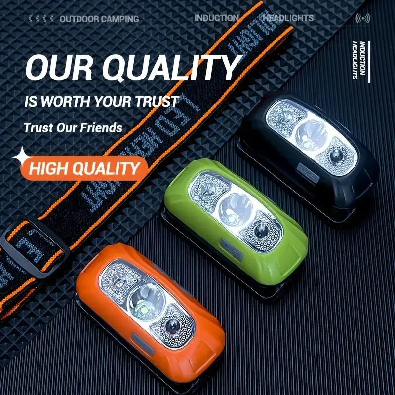 Linterna frontal LED con Sensor de inducción, recargable por USB linterna de cabeza, impermeable, para deportes al aire libre, 4 modos