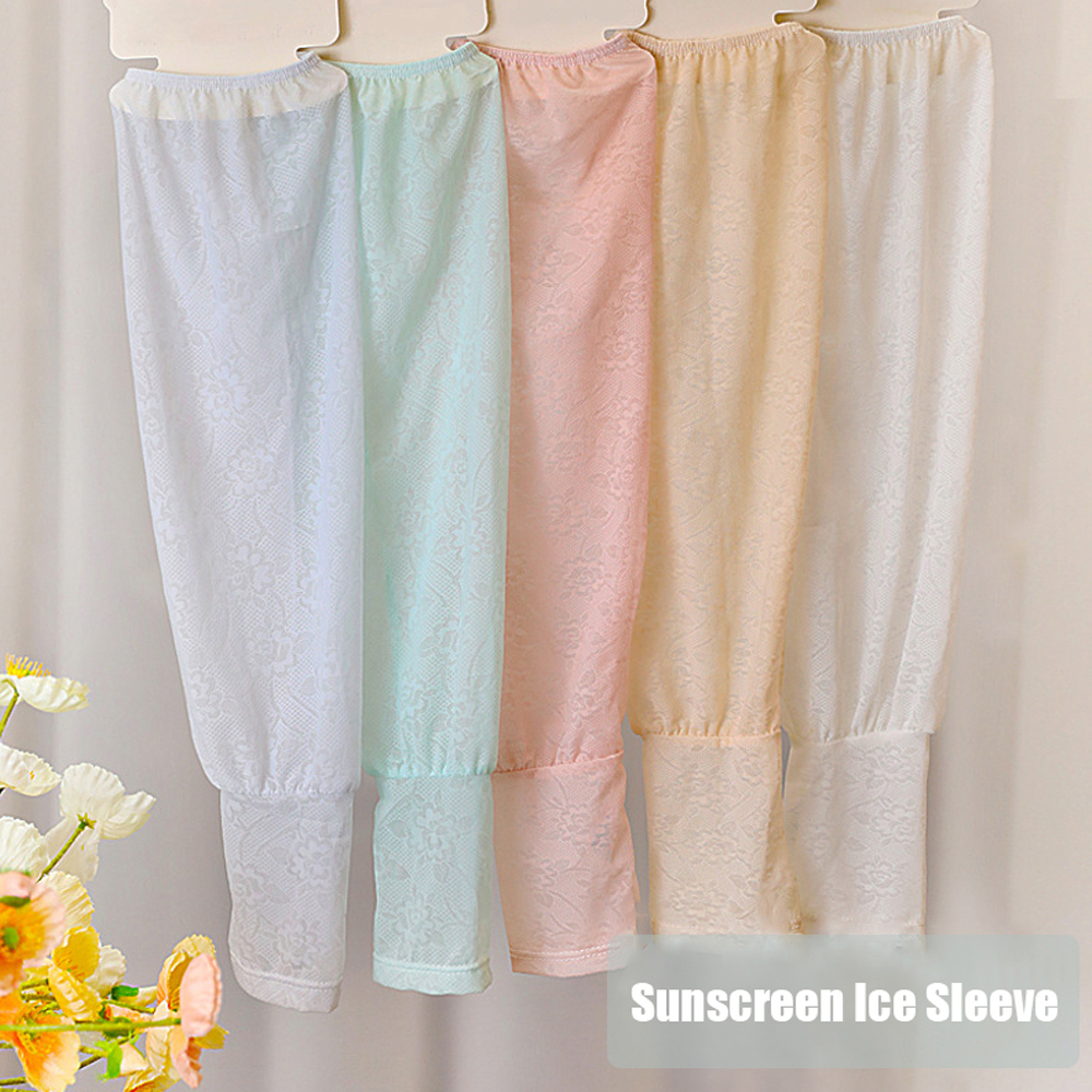 サイクリング用アームウォーマー、アイススリーブ、UV保護、ハーフフィンガーグローブ、ルーズカバー、クールカフ、レース、クール