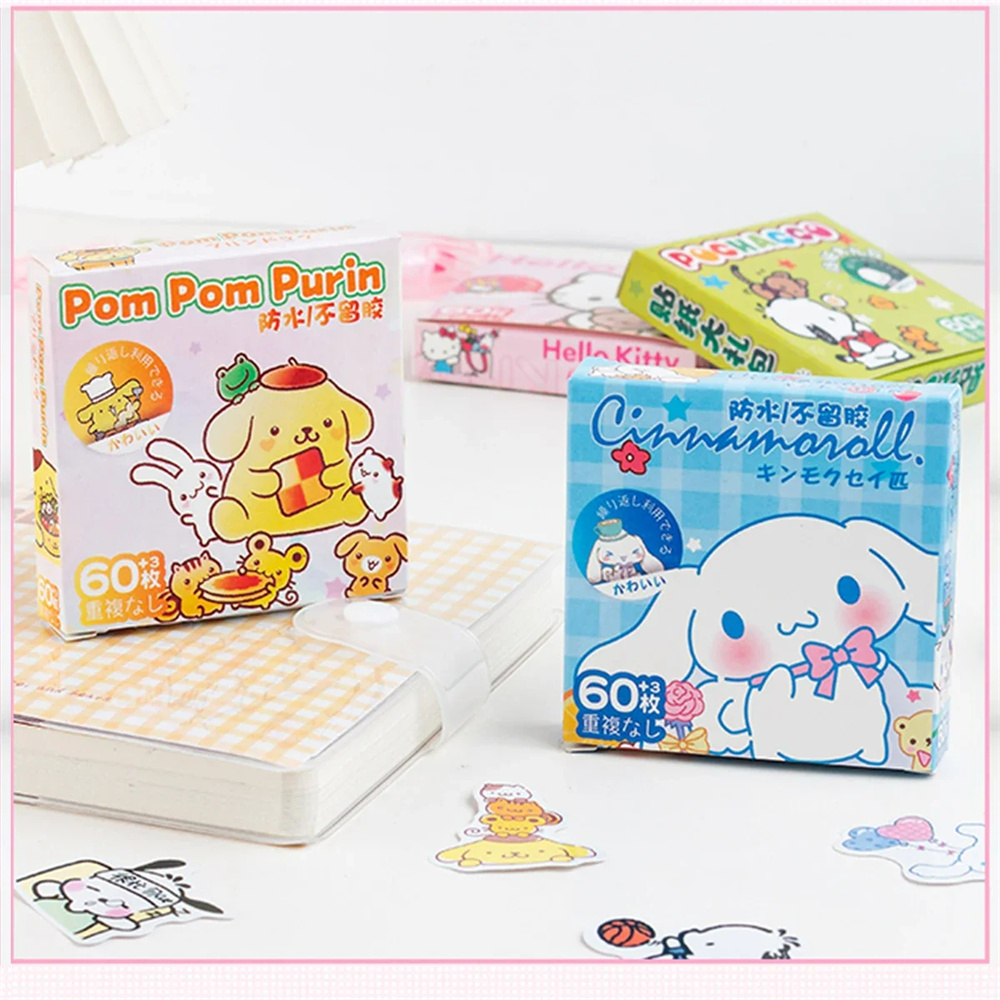 60 pçs olá kitty kuromi cinnamoroll pochacco adesivos para crianças meninas diy portátil telefone diário bonito dos desenhos animados sanrio adesivo