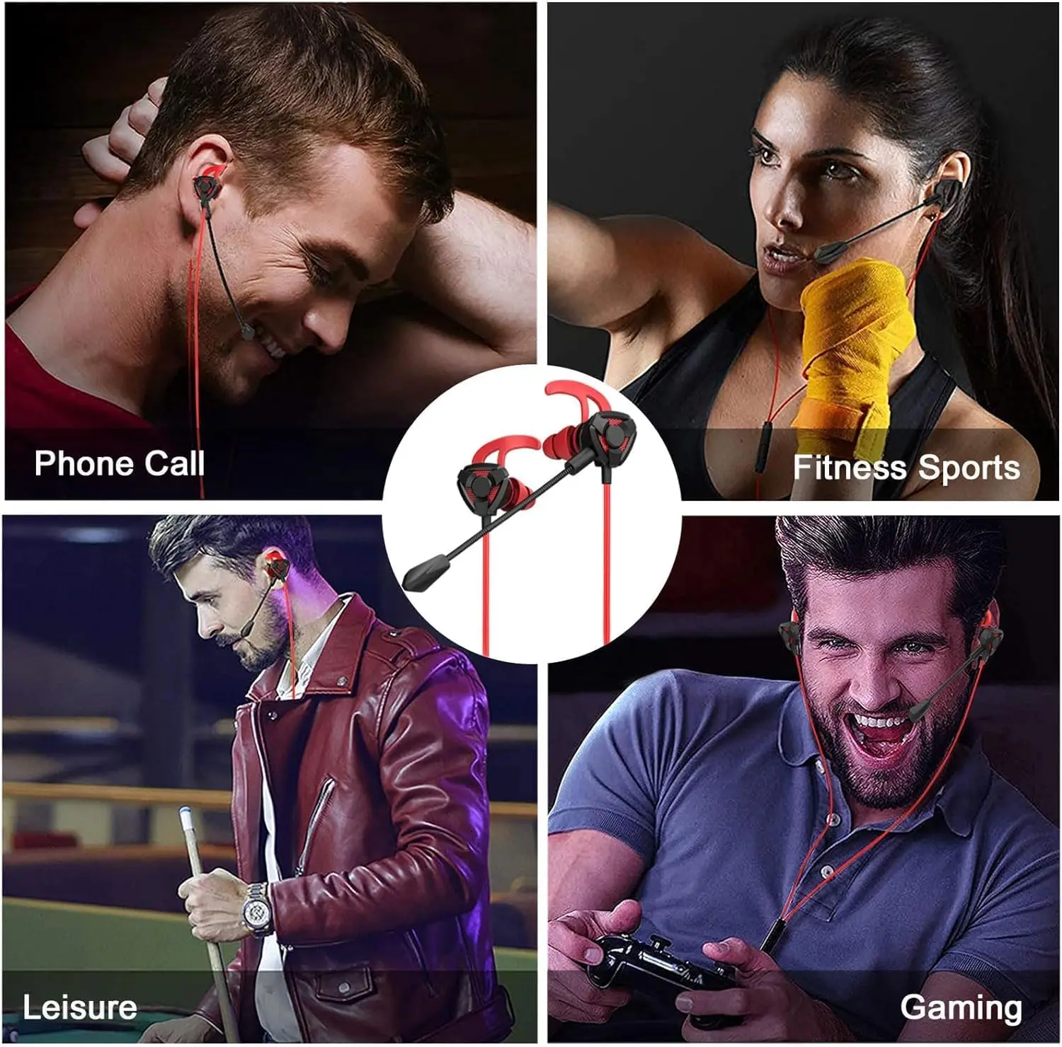Fones de ouvido gamer universais com fio, fones de ouvido para jogos com microfone estéreo baixo esportivo para tablets móveis e laptops