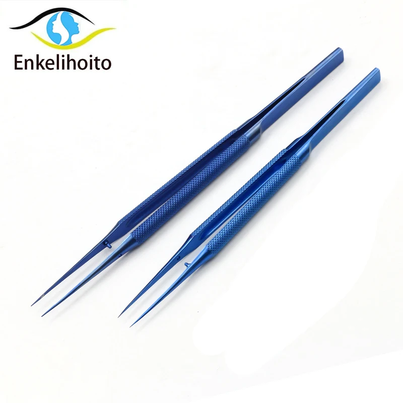 Titanium alloy microscopic tweezers double eyelid surgery tool ophthalmology straight bending platform with gums