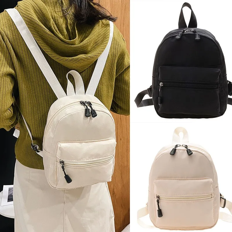 Mini zaini da donna Trend Borsa da donna in nylon Borse da scuola piccole Zaino bianco per ragazze adolescenti Zaino casual alla moda