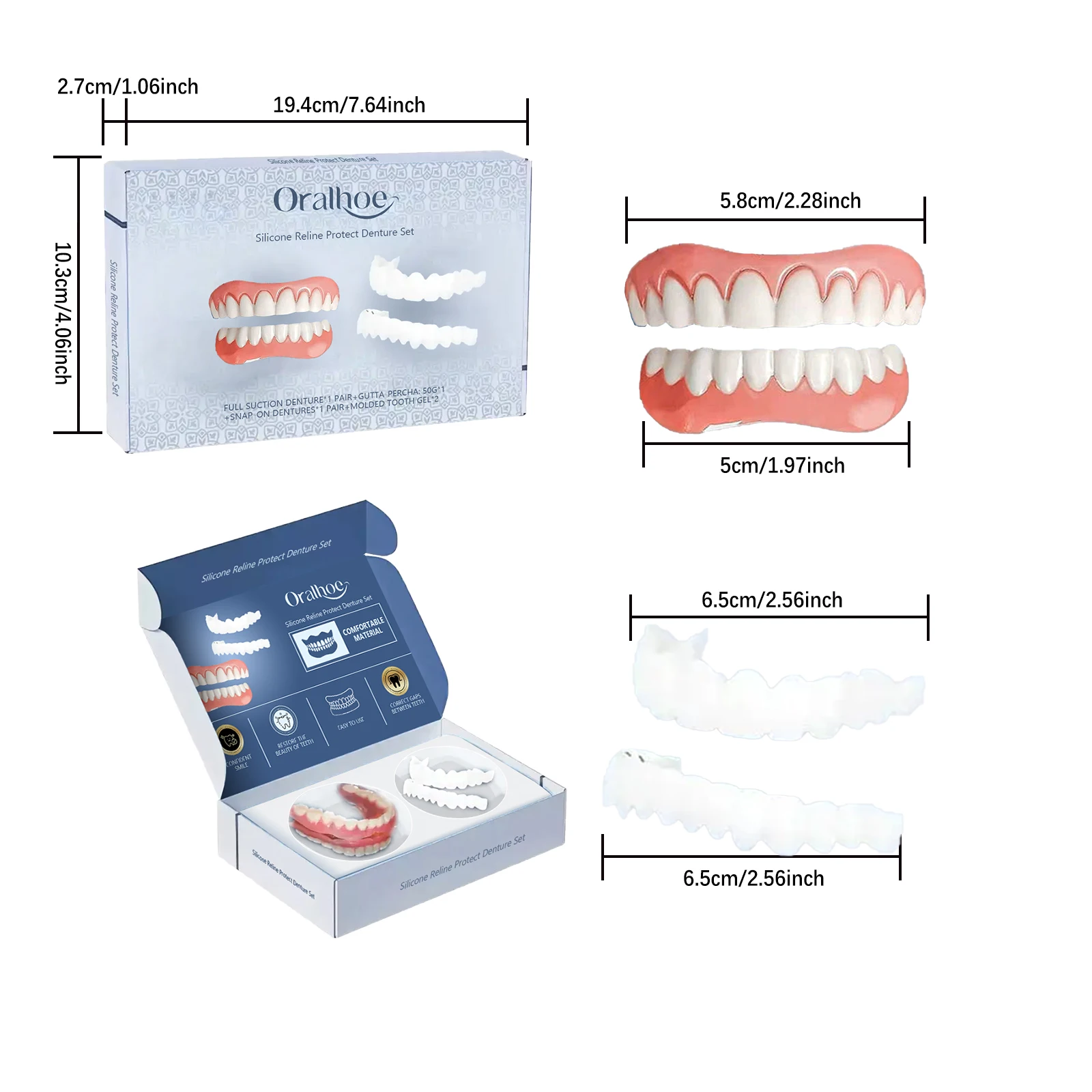 3D Adjustable False Teeth Kit - Hypoallergenic Cosmetic Dentures for Instant Smile Correction & Daily Comfort