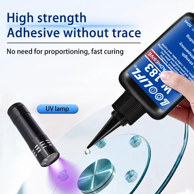 Colla UV altamente trasparente, impermeabile, polimerizzazione UV, utilizzata per la produzione artigianale, modelli fai-da-te. (con lampada ultravioletta)