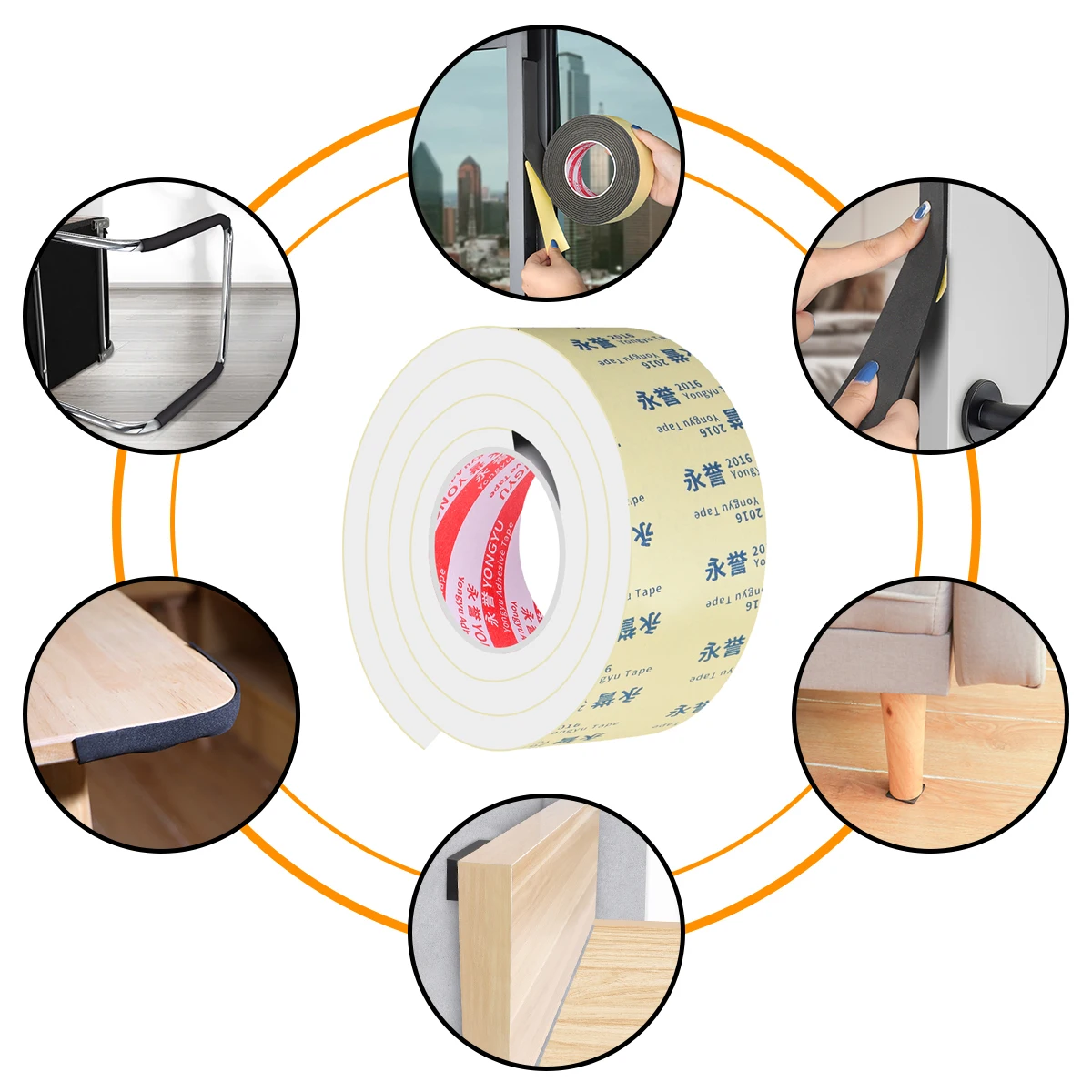 EVA foam tape Weather Stripping Door Seal Strip , New Adhesive Foam Insulation Tape for Door Frames, Windows