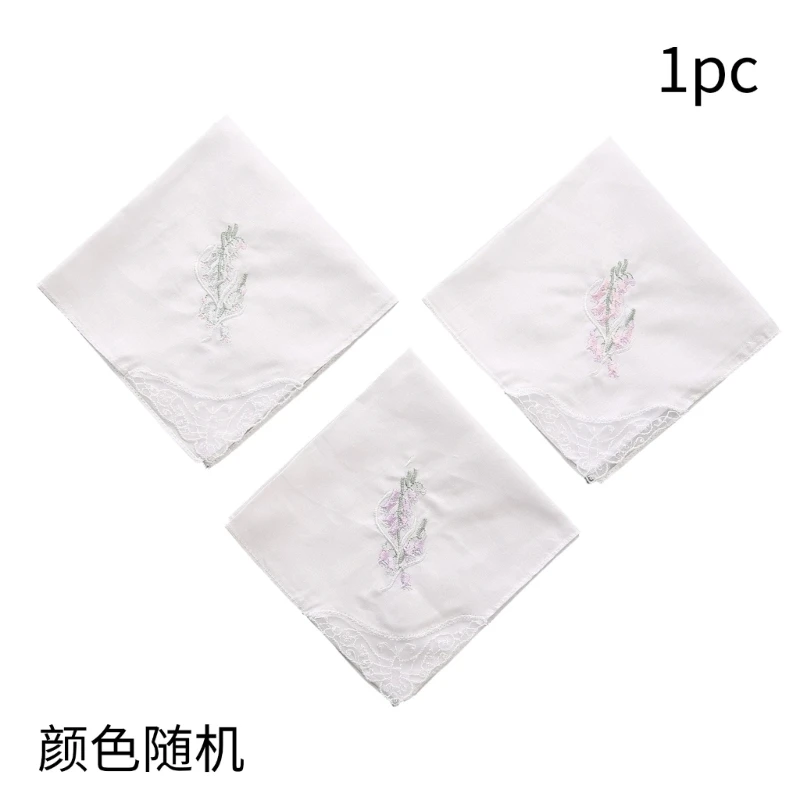 ผู้หญิงนุ่มสีทึบดอกไม้ลูกไม้ขอบ Hankies สำหรับงานแต่งงาน