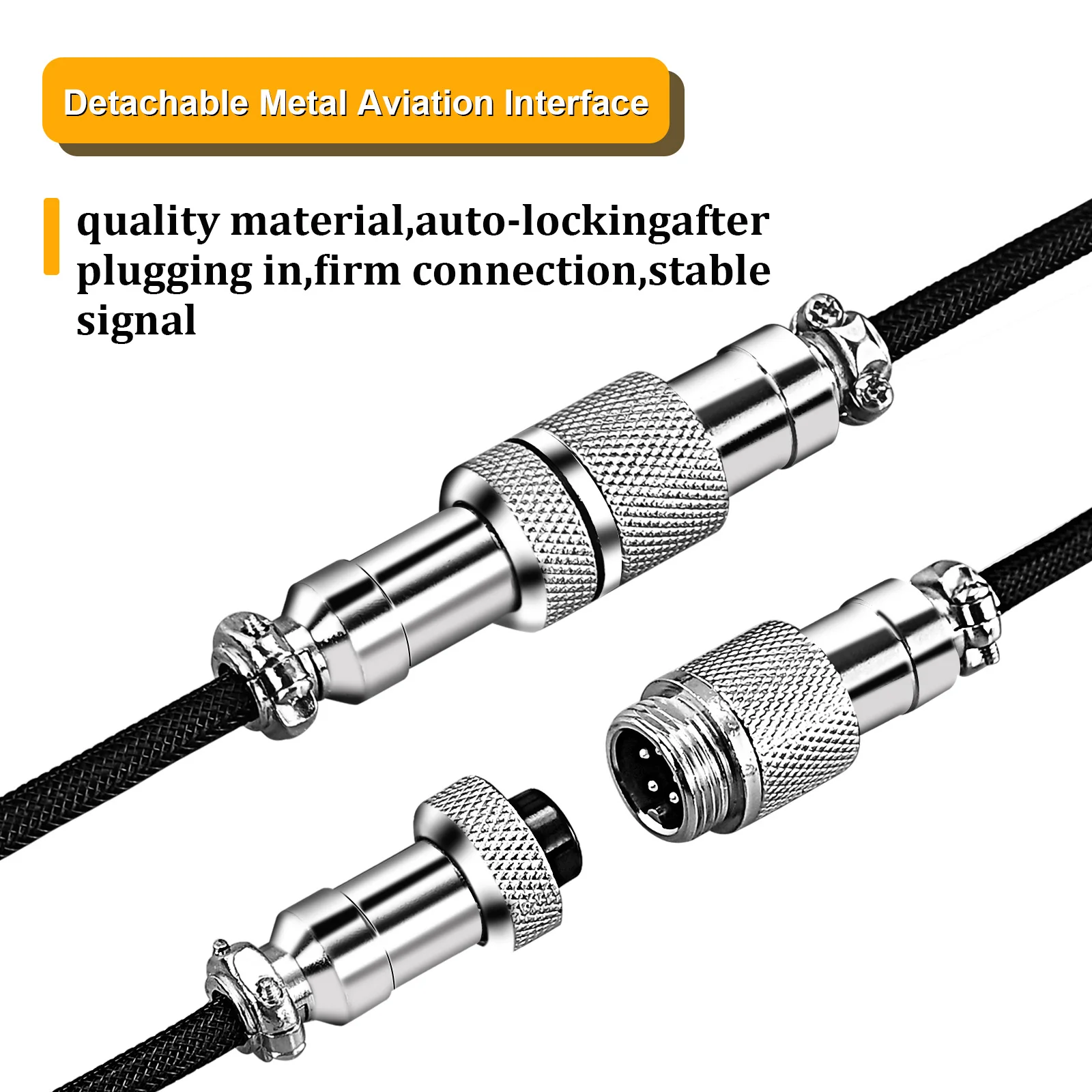 USLION Mechanical Keyboard Coiled Cable USB Type C Mechanical Keyboard Aviator Desktop Computer Aviation Connector Cord Max 3M