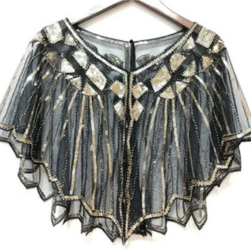 Chal con cuentas de lentejuelas para mujer, capa de noche, vestido de novia, vestido de noche, chal con lentejuelas