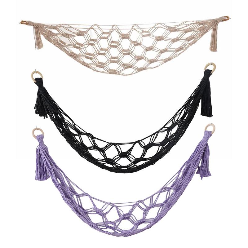Hamaca de macramé para habitación de niños, red de almacenamiento de juguetes, decoración Bohemia, animales de peluche