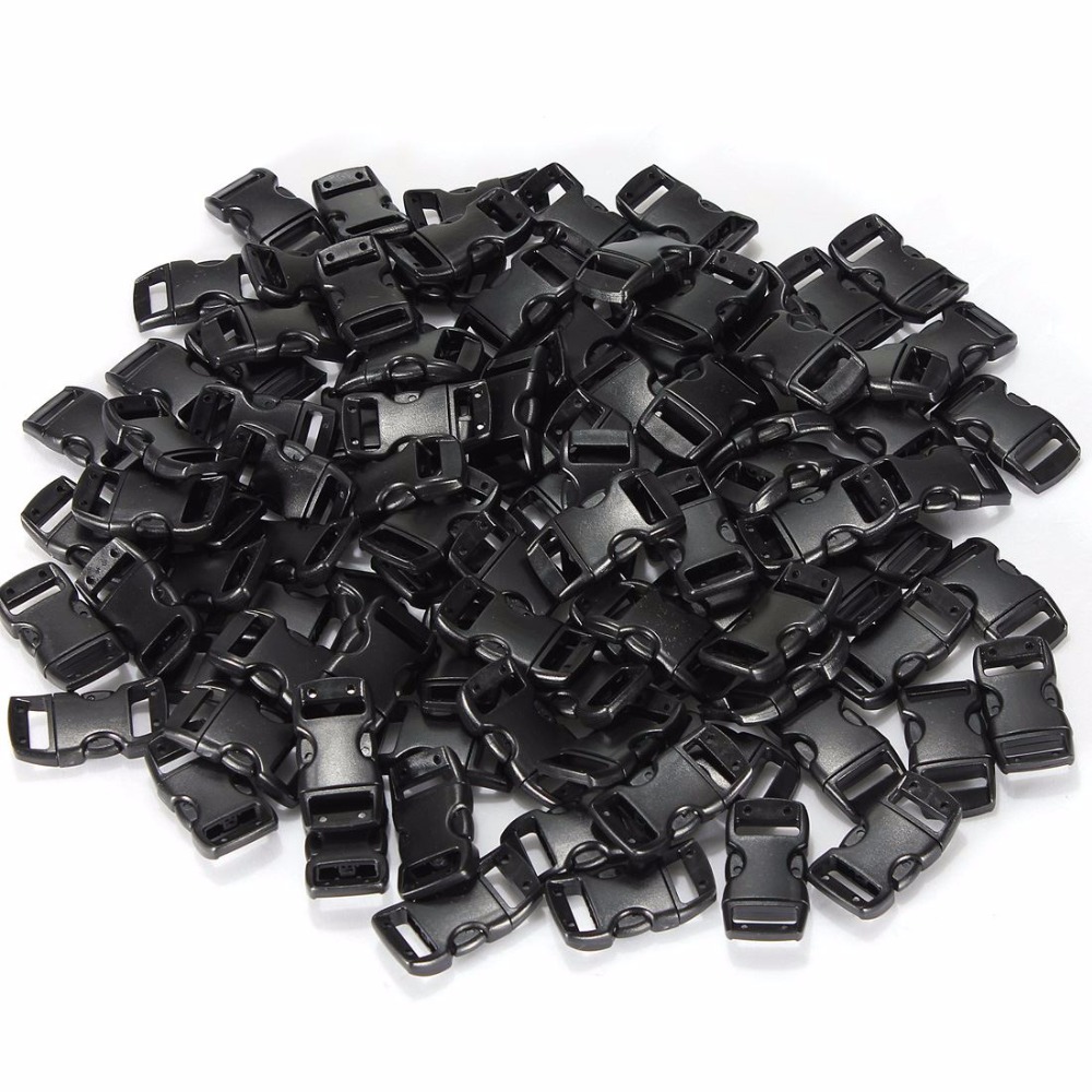 50Pcs 10Pcs 3/8" 10mm Plastic Side Release Buckle Bracelet Curved Parachute 550 Paracord Bracelet  DIY Accessories