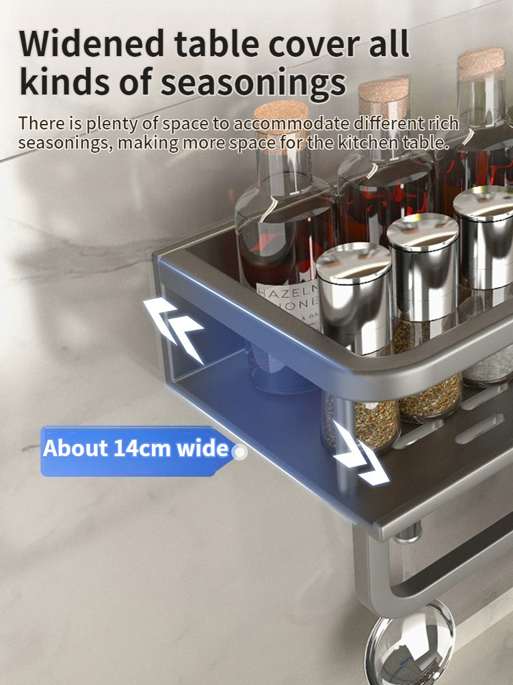 Aluminium-Küchenregal, Küchenregal, Toilettenaufbewahrung, ohne Bohren, Hängeregal, Badezimmer-Organizer, zum Aufhängen an der Wand, Küche