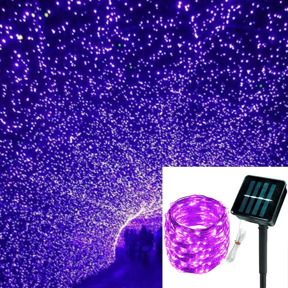 ไฟ LED พลังงานแสงอาทิตย์กลางแจ้งไฟประดับนางฟ้ากันน้ำตกแต่งสวนการ์แลนด์ 8 โหมดลวดทองแดงสำหรับลานถนนคริสต์มาส