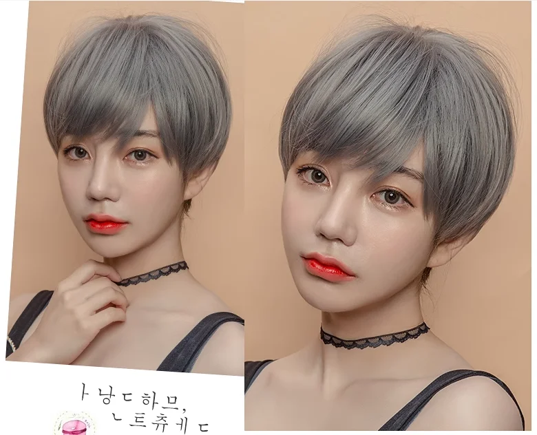 Przedłużanie włosów w stylu koreańskim Moda syntetyczna Młode kobiece peruki Oddychająca osłona głowy Krótka prosta puszysta peruka Kapelusz dla kobiet