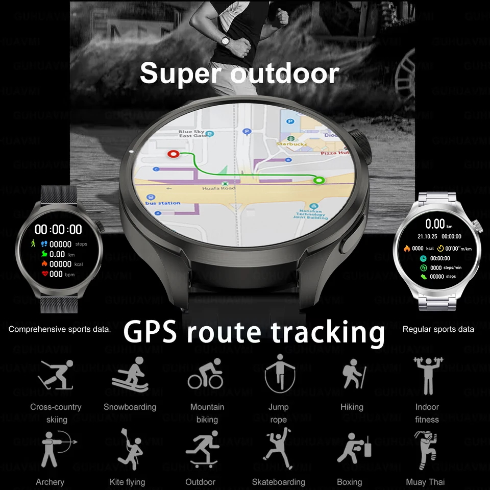 2024New For HUAWEI Sports Smart Bracelet Men Watch 1.85 AMOLED Screen GPS Compass Altimeter Waterproof Bluetooth Call SmartWatch