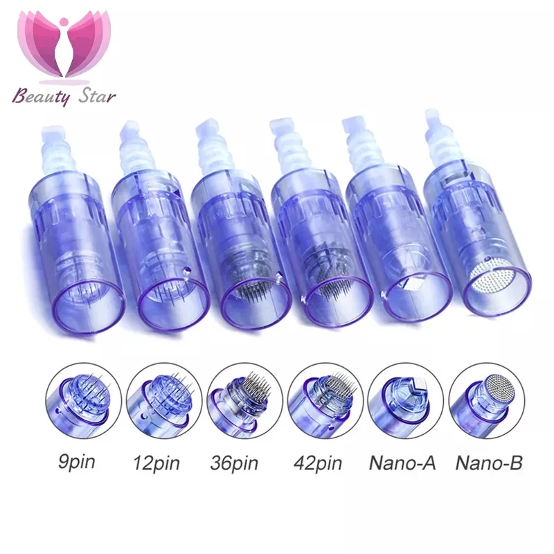 10 ชิ้น Derma ปากกาเข็มสําหรับ Dr ปากกา A6 Microneedling เครื่องเปลี่ยนเข็มตลับหมึกนาโน Tattoo Kit Micro เข็ม