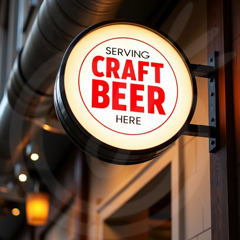 Custom Waterproof Round LED Light Box for Restaurants Acrylic Double Sided Advertising Sign Illuminated Wall Mount
