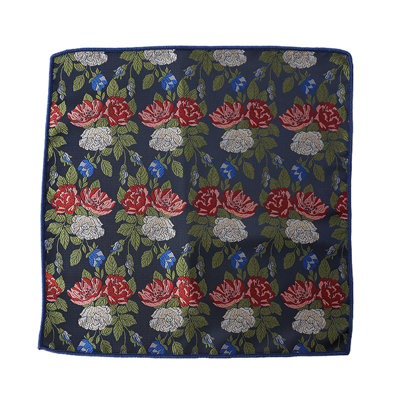 ผ้าเช็ดหน้าผ้าโพลีเอสเตอร์เนื้อนุ่มมีกระเป๋าสีน้ำตาลสีเขียวดอกไม้ทรงสี่เหลี่ยมจัตุรัส23ซม. สำหรับงานแต่งงานชุดทักซิโด้