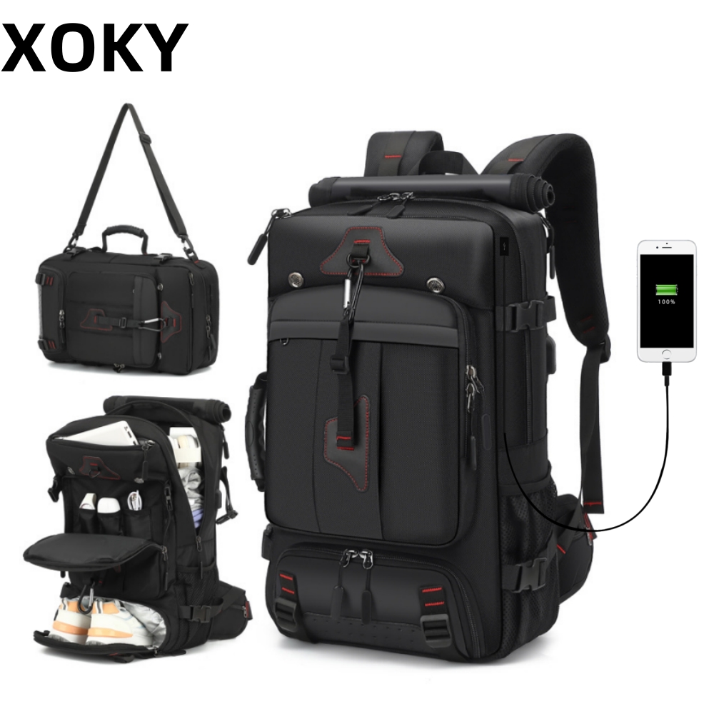 Mochila de viaje XOKY de 80L, gran capacidad, múltiples espacios de almacenamiento, mochila antirrobo con separación en seco y húmedo 8106
