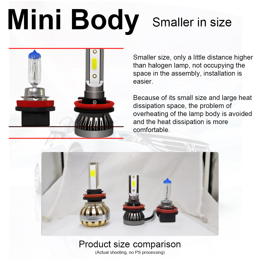 Ampoules de phares LED 9005/HB3 9006/HB4 H1 H4 H7 H11, 30000LM, lampes haute puissance 6500K, lumière blanche, puces COB Double face, 2 pièces