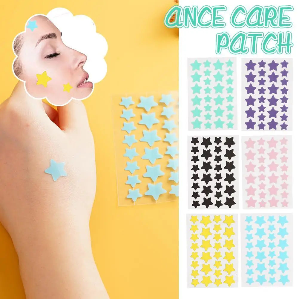 28Pcs Colorful Cute Star Shaped Acne Treatment Sticker Invisible Acne Cover Removal Pimple Patch Skin Care