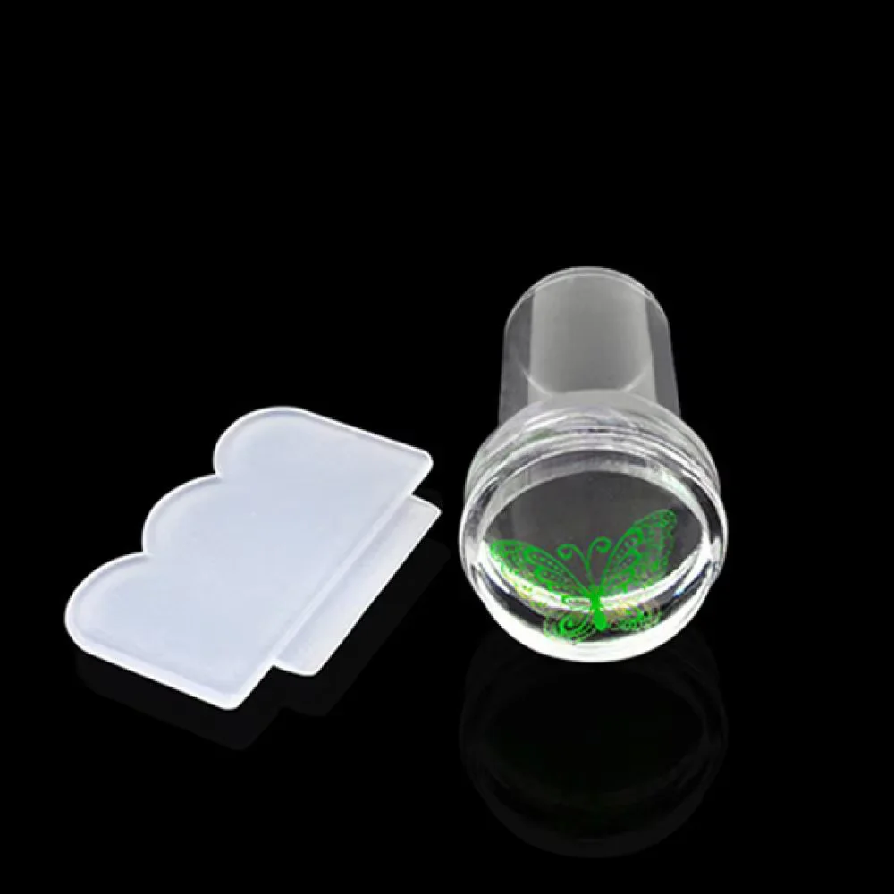 Kit d'estampage pour Nail Art en Silicone Transparent, Design français pour plaque de manucure, sceau de vernis, outil de grattoir à deux côtés, 1 pièces