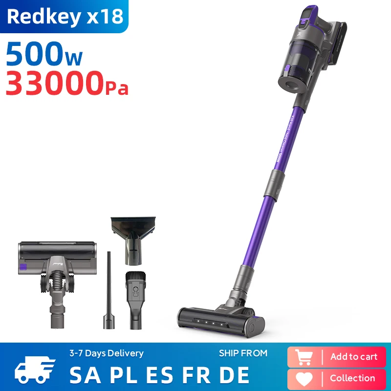 REDKEY x18 Беспроводной пылесос 500 Вт 33 кПа Высокая мощность Интеллектуальное распознавание пыли 1,6 л Емкость мусора Съемный аккумулятор