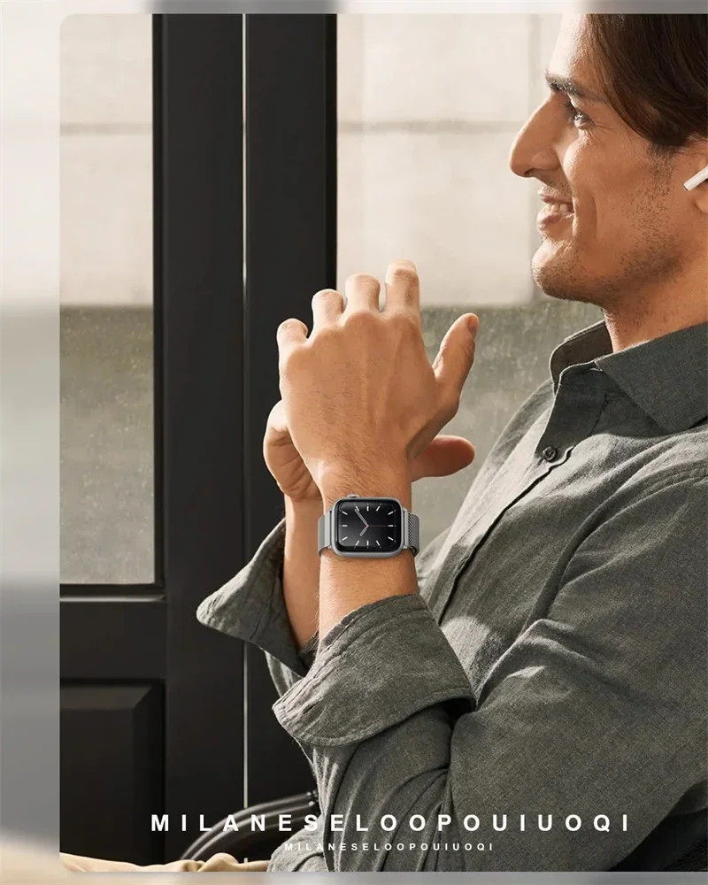 สายนาฬิกาแบบ Milanese Loop สำหรับ Apple Watch ขนาด 49 มม. 44 40 42 45 41 มม. สายโลหะสแตนเลส สำหรับ Iwatch Series 11 10 46 มม. Ultra2 3