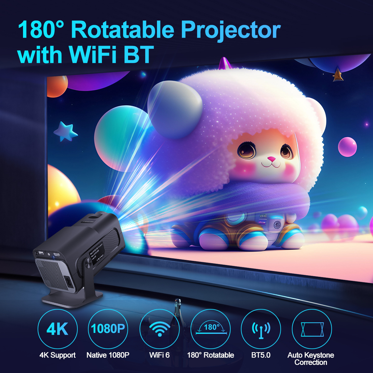 Magcubic 4K Android 11-projector Native 1080P 390ANSI HY320 Dual Wifi6 BT5.0 1920 * 1080P Bioscoop draagbare projector opgewaardeerd HY300