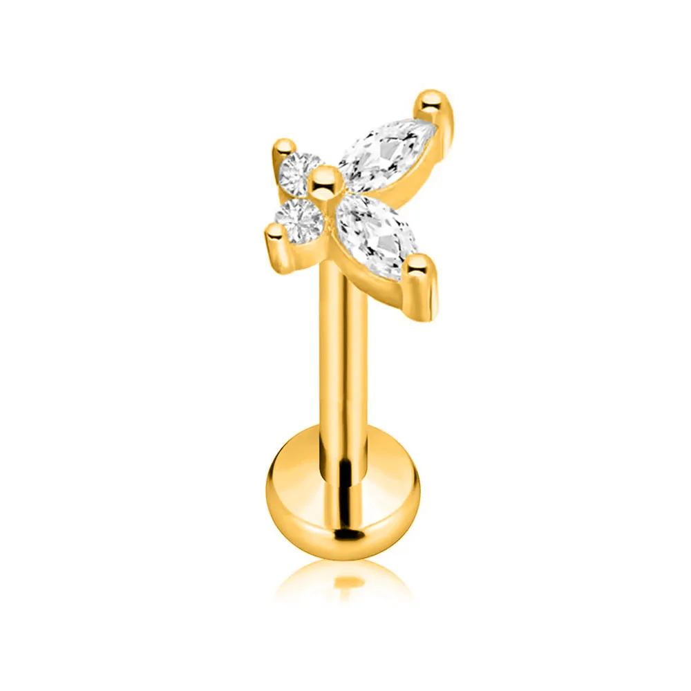 ASTM F136 G23 flor de titanio Luna mariposa sin rosca Piercing relámpago Pin Push in labio Stud Daith Concha pendiente 16G 18G 20G