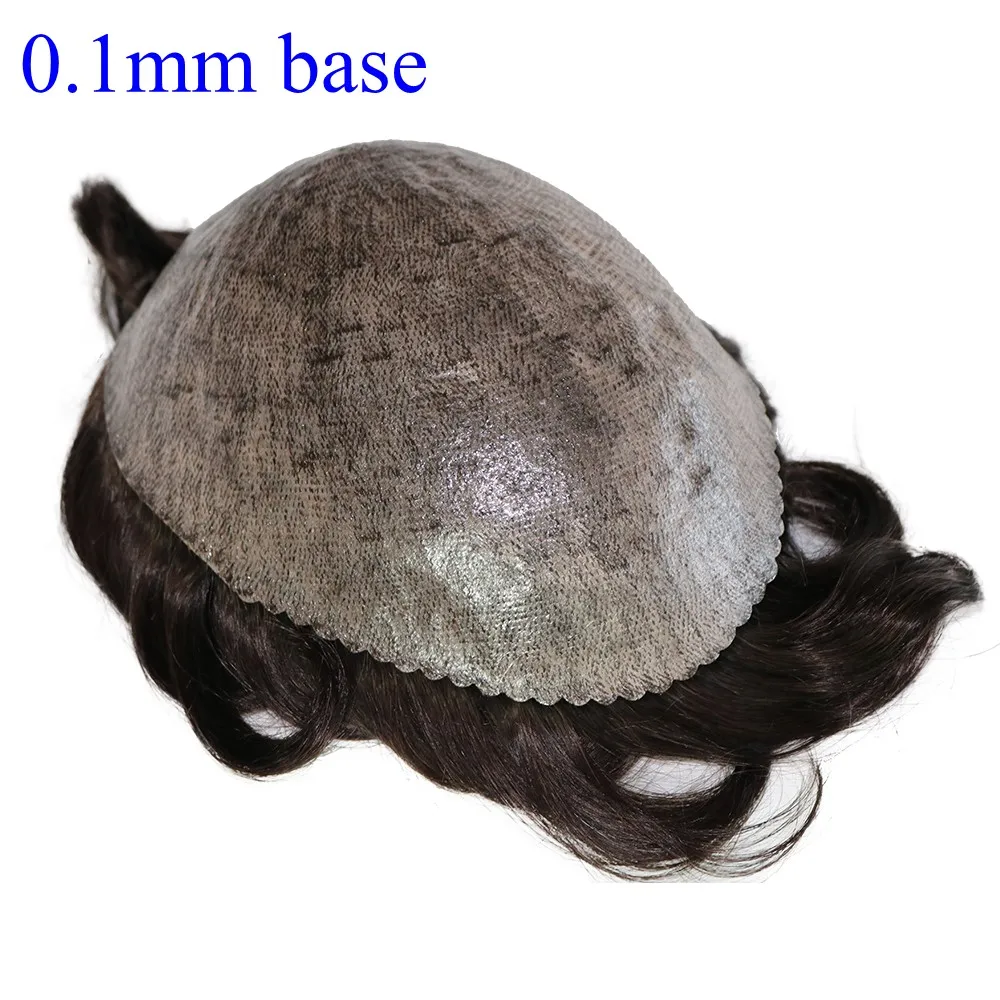 Tự Nhiên Dây Cột Tóc Nam Toupee V-Vòng 0.06-0.08Mm Đế PU Tóc Thay Thế Hệ Thống Thẳng/Lượn Sóng tóc Cho Lựa Chọn Tóc Vàng