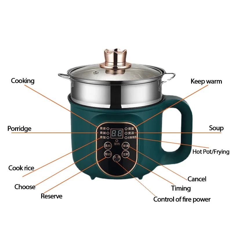 Haushalt Elektrische Kochmaschine 1-2 Personen Hot Pot Eintopf Heizung Eier Suppe Antihaft-pfanne Multifunktions Elektrische Reiskocher