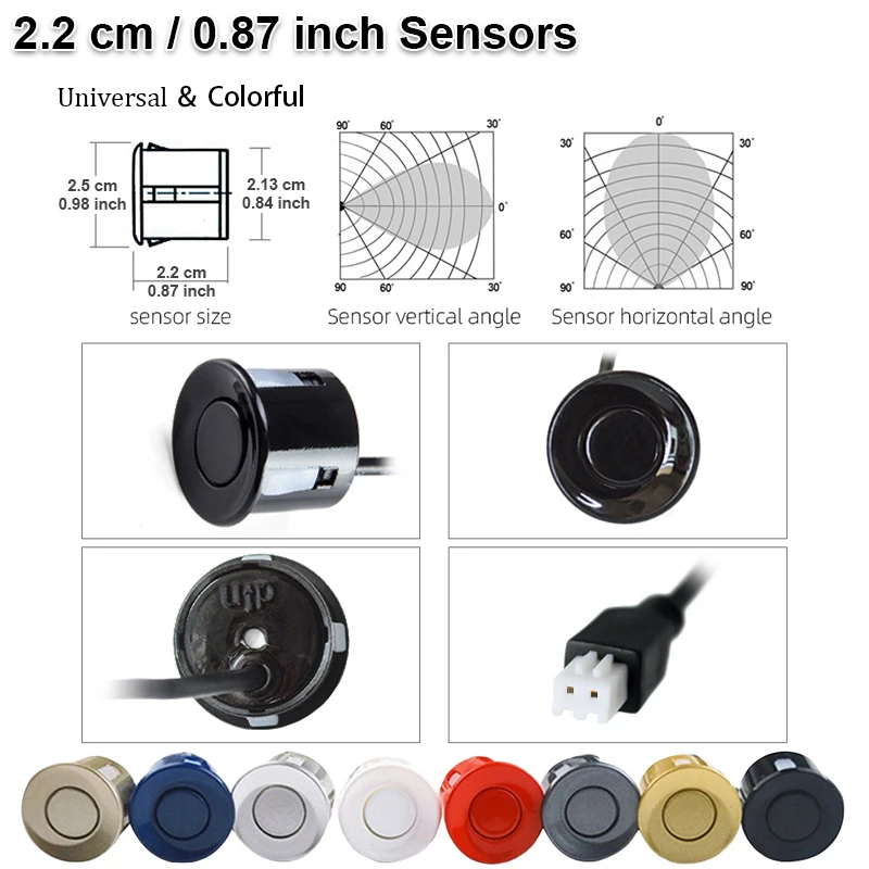 Sinovcle Parksensor Parktronic 4 Sensoren 22 mm mit Summer Reverse Backup Radar Summer System 8 Farben 12 V