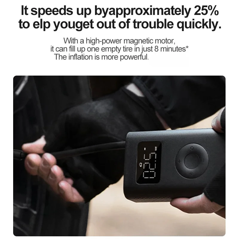 Xiaomi Mijia bomba de aire 2D 25% velocidad Boost Mini compresor de aire eléctrico portátil Treasure 150PSI tipo C LED inflador multiherramienta