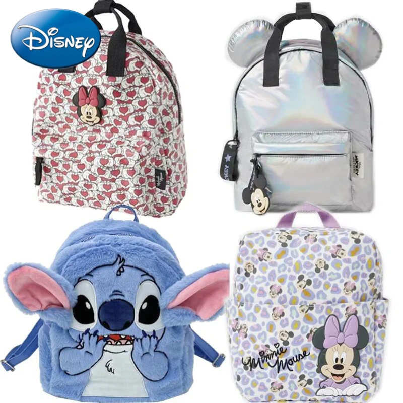 Disney New Mickey Cartoon Zaino alla moda Borsa da scuola in tela Minnie da donna Zaino di grande capacità alla moda per ragazzi e ragazze