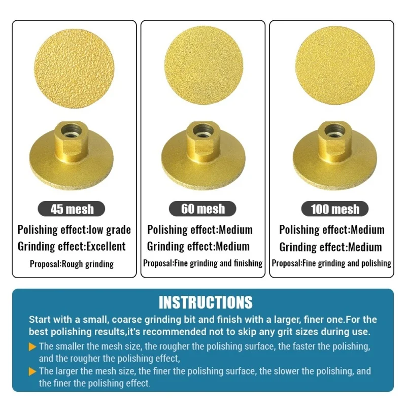 1Pc M14 Brazed Diamond Flat Grinding Head 2 inch 50mm Abrasive Polishing Pad Marble Granite Cobblestone Grind Sharp Tool