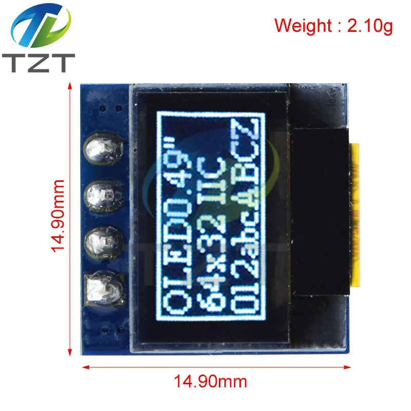 Módulo LCD OLED de 0,49 pulgadas, pantalla blanca de 0,49 pulgadas, 64x32, I2C, interfaz IIC, controlador SSD1315 para Arduino AVR STM32