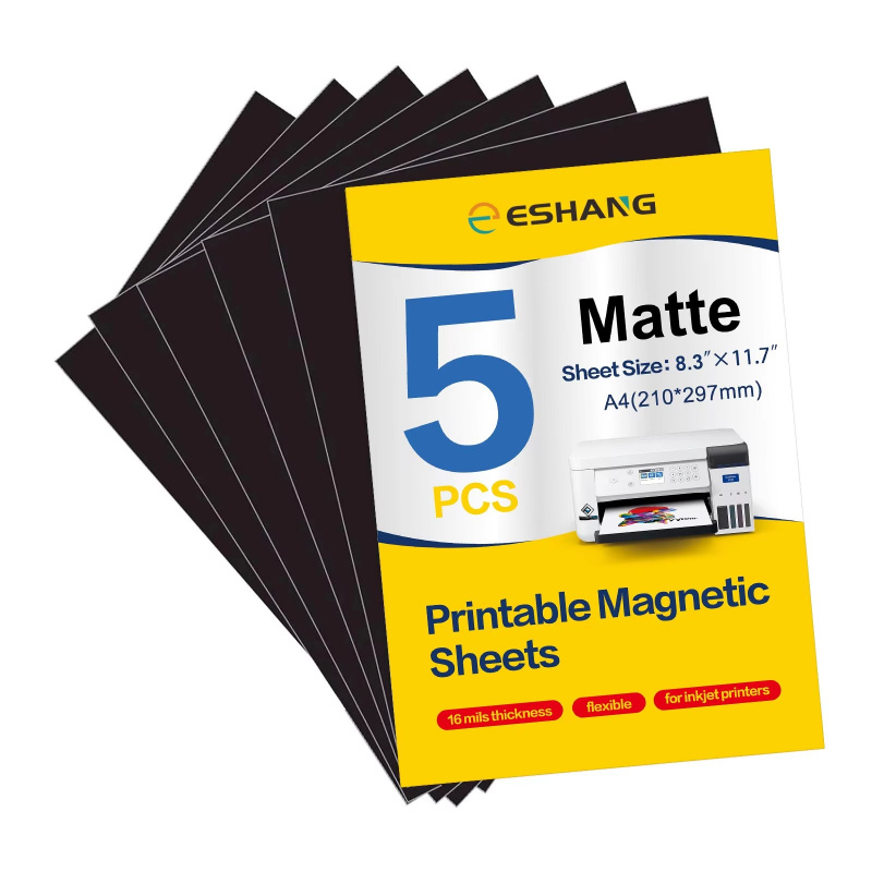 5 folhas magnéticas imprimíveis a4, não adesivas, 16mil a4, 8.3x11.7 polegadas, ímã fosco, papel fotográfico para impressoras jato de tinta