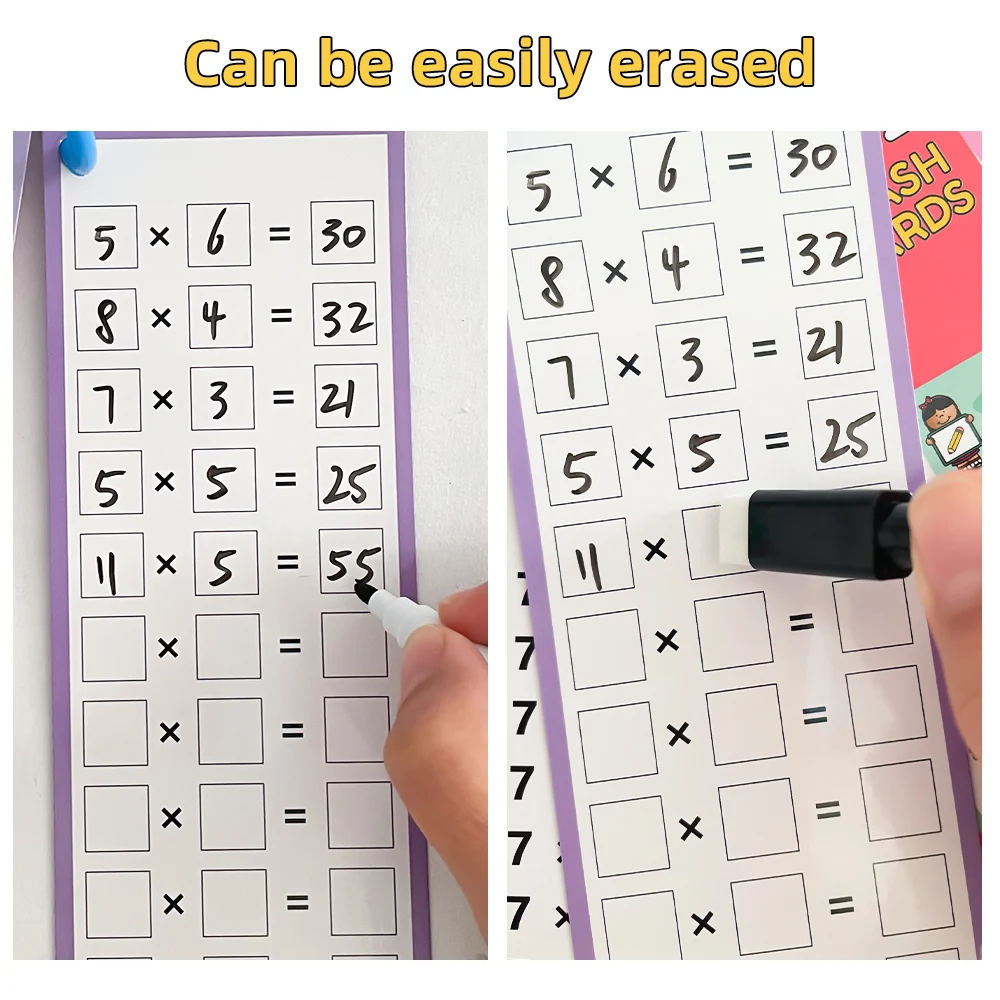 Children Multiplication 1-12 Table Flashcards Maths Fact Skill Improve Arithmetic Learning Tools for Kindergarten Primary School