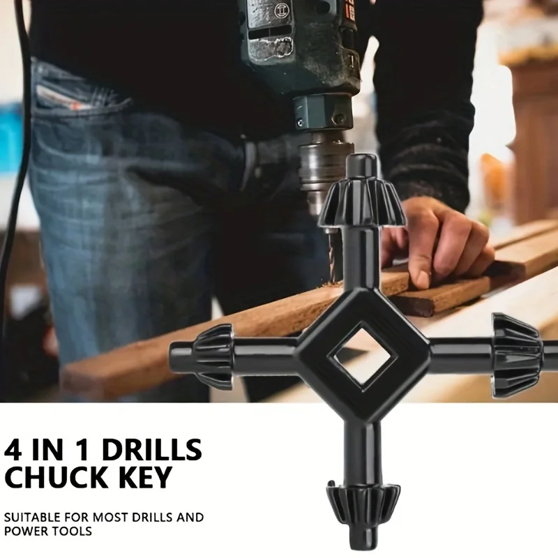 Chiave multiuso durevole 4 in 1 con mandrino per trapano a croce da 6 mm a 16 mm in acciaio al carbonio ideale per trapani e pistole senza montaggio