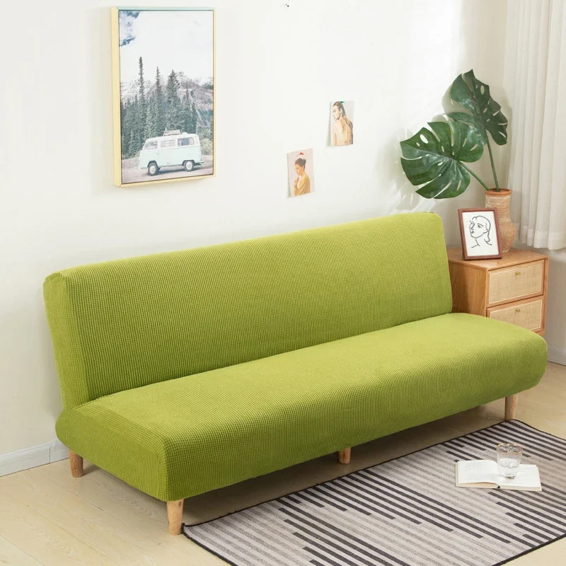 Funda de sofá cama sin brazos de tela Polar, Color sólido sin reposabrazos, muebles plegables elásticos grandes, decoración del hogar, funda de banco